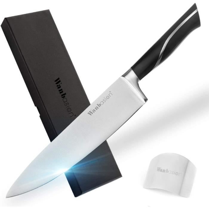Wanbasion Couteau de Chef Full Tang Cuisine Professionnelle Couteau de Chef en Acier à Haute teneur en Carbone, Couteau de Chef de C
