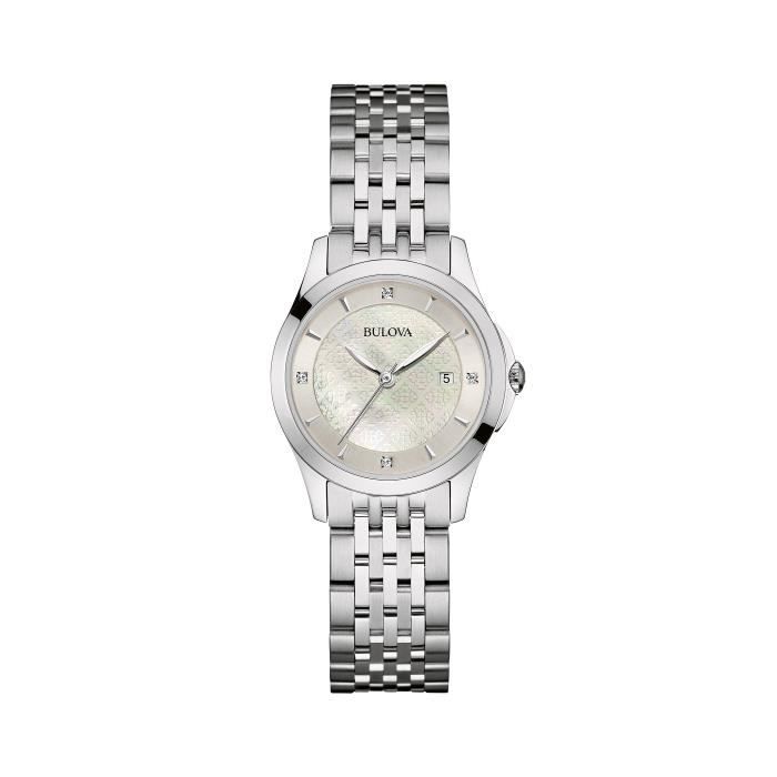 Bulova Diamond 96S160 - Montre-bracelet de créateur - pour femme - acier inoxydable - nacre