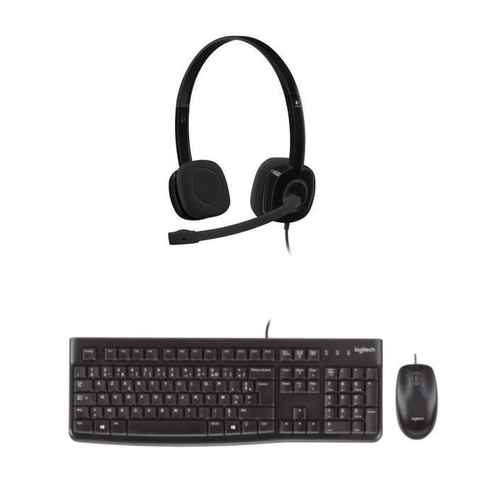 LOGITECH - Pack clavier souris filaire MK120 + casque H151