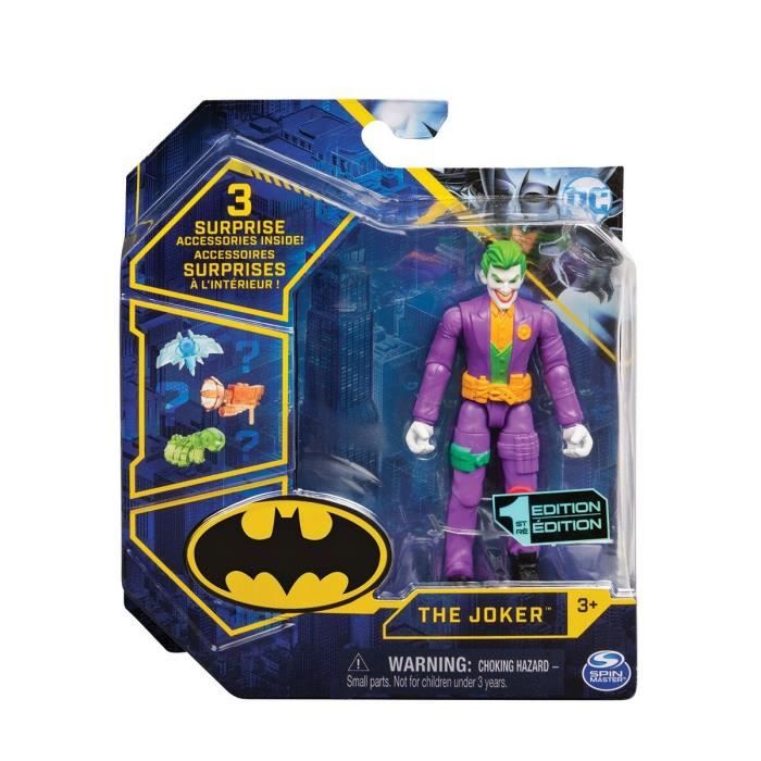 Coffret Figurine Le Joker 10 cm Avec 3 Accessoires - DC - Personnage Super Heros Costume Violet - Nouveaute Jouet garcon