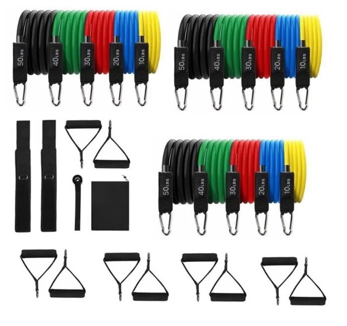 Elastique Musculation Set 11Pcs Bandes de Résistance Tubes Latex 150Lbs Yoga Pilates Extenseursn pour Gym,Yoga,Façonner