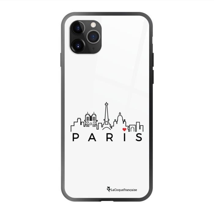 Coque pour iPhone 11 Pro soft touch noir effet glossy Skyline Paris Design La Coque Francaise