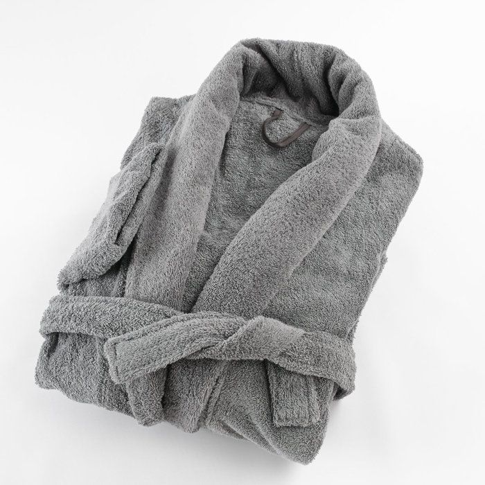 LINANDELLE - Peignoir coton éponge col chale PREMIUM - Gris souris - Adulte Homme - 7XL