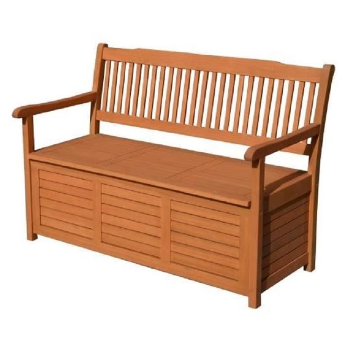 Banc de jardin avec rangement 164L - En acacia FSC - 127,5 x 63 x 90 cm - Hauteur d'assise 107 cm
