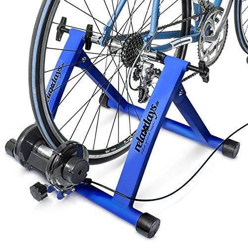 Relaxdays Simulateur de vélo pliable avec 7 niveaux de résistance Rouleau réglable Bleu - 10018322_Blau