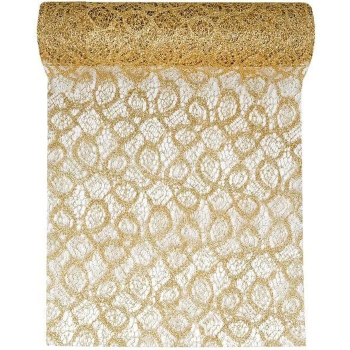 Décoration de table Noël élégante avec chemin de table dentelle or (x1) R/5086