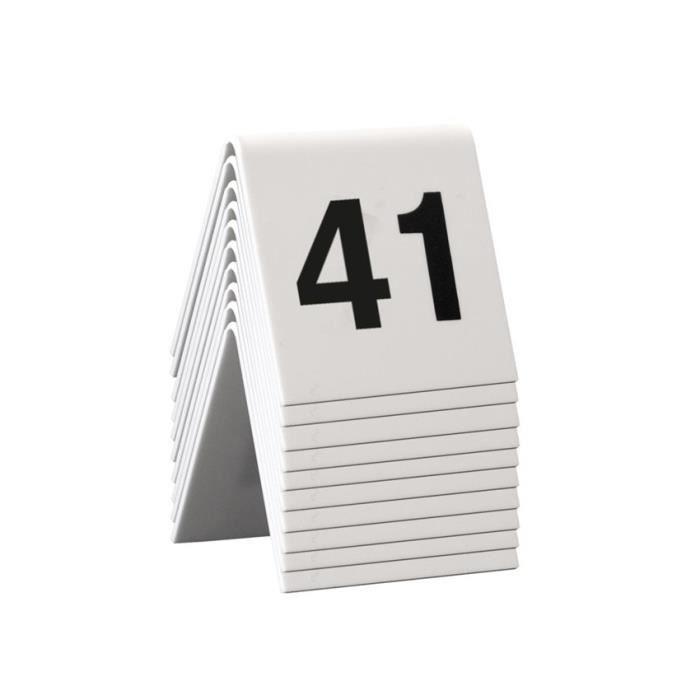 10 chevalets de table PVC blanc numérotés - TN-41-50 41-50 Blanc