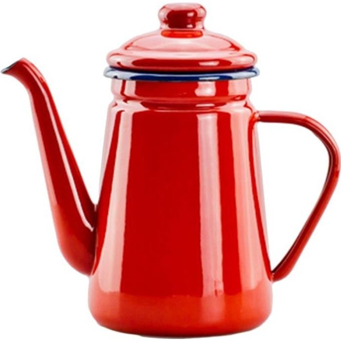1,1 L CafetièRe éMailléE éMailléE à la Main, Bouilloire à Induction, CuisinièRe à Gaz, Rouge,