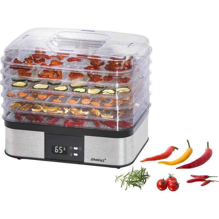 STEBA 055500 ED5 Séchoir à fruits électronique - 350 W - Surface de séchage 5 x 32 x 25 cm - Inox et Noir