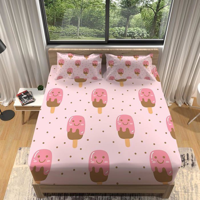 Drap Housse 140x190 Cm, ModèLe Pattes Chat Noir Blanc Drap Housse Set En Microfibre Respirant Résistant Rides Matelas 30cm, Drap De Lit Avec Taies D'oreiller X2 Convient Aux Enfants Et Adolescents