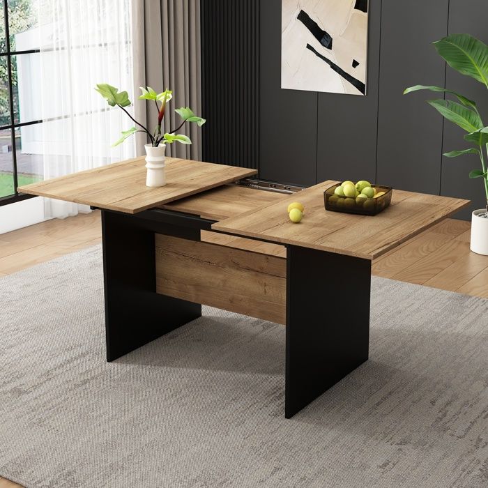 Table de Salle à Manger ExtensibleStyle MinimalisteTable à Manger RectangulaireConvient pour 4-6 personnes140-180x80x75cm