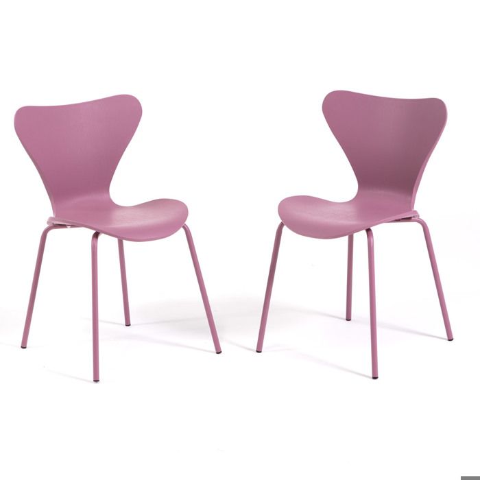 Chaises empilables - Nina - Polypropylène renforcé - Pieds en métal - Rose ancien - Lot de 2