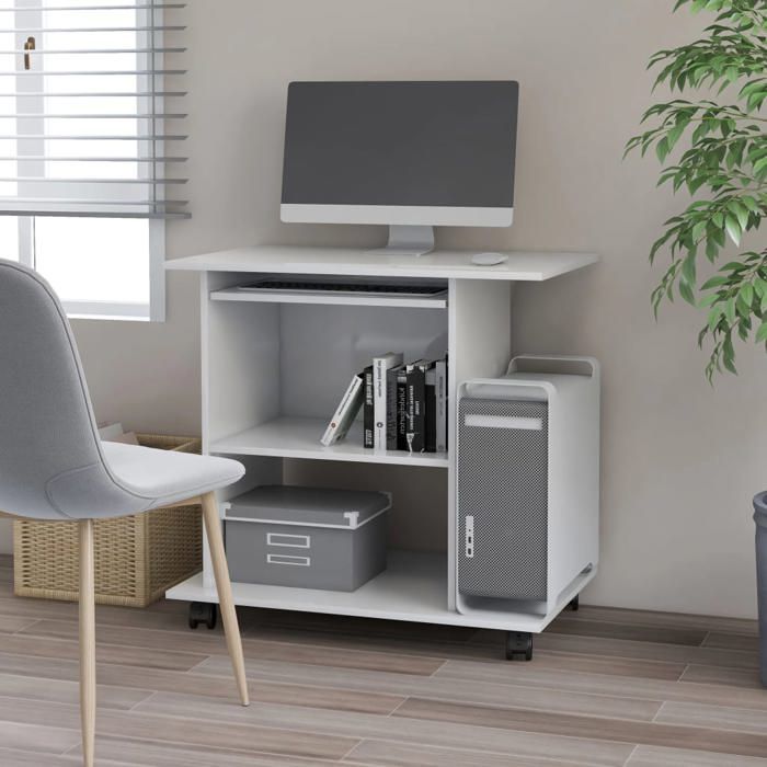 SALE 2025Bureau informatique multimédia - Bureau dordinateur Blanc 80x50x75 cm - bois dingénierie2555 Kg 7043
