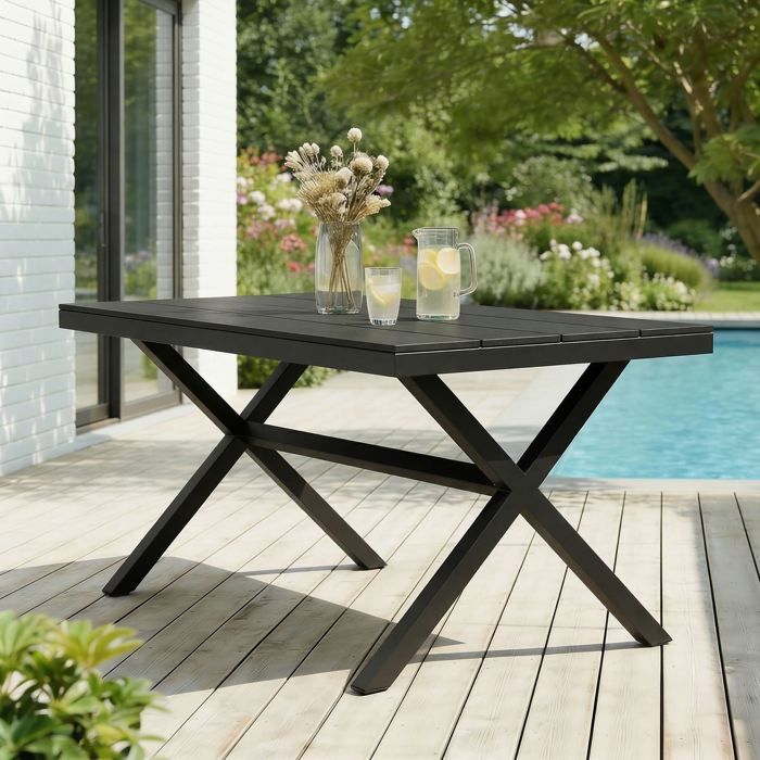 Table De Jardin Extérieur En PEHD - Résistante, Sans Entretien, Design Minimaliste - 38x38x46 Cm - Bleu Océan - 6
