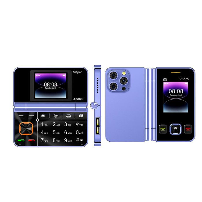 V8 Pro 2G Mini Feature Phone 1,77 pouces Double écran 0,8MP 1050mAh FM ...