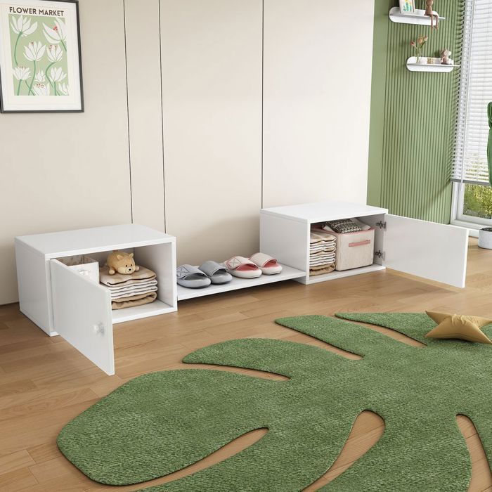 Meuble à chaussures Banc dentrée 189x40x34.5cm multifonction Blanc - pour couloir ou chambre