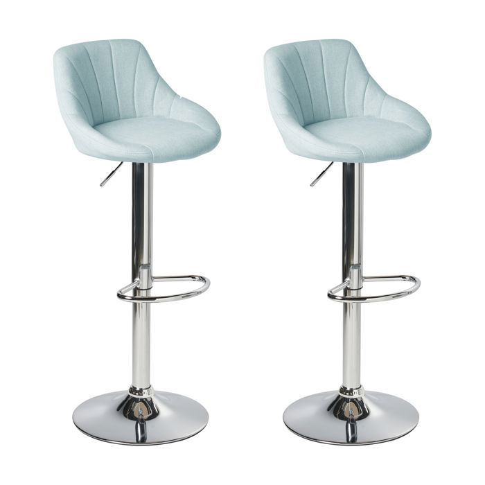 Lot de 2 tabourets de bar LUCCA Tissu Bleu clair Lot de 2 tabourets de bar LUCCA Tissu Bleu clair
