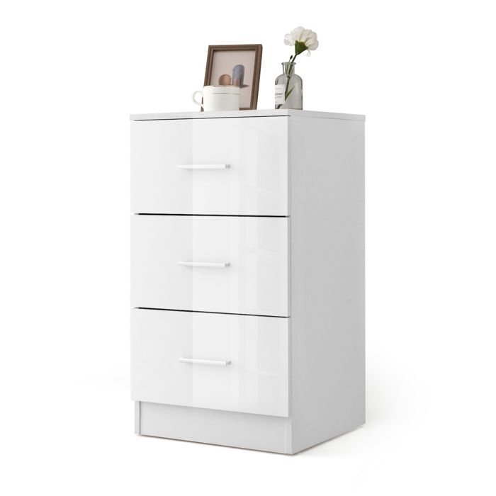 GIANTEX Table de Chevet avec 3 Tiroirs Commode Moderne Armoire Compacte pour Salon Chambre Bureau 37 x 34 x 66 5 cm Blanc GIANTEX Table de Chevet avec 3 Tiroirs Commode Moderne Armoire Compacte pour Salon Chambre Bureau 37 x 34 x 66 5 cm Blanc