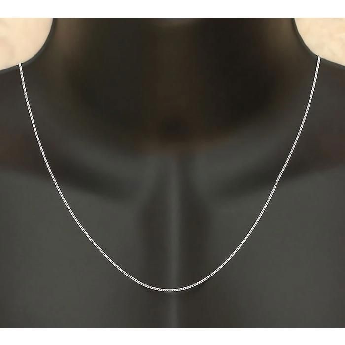 Chaine homme fine 50cm épaisseur 14mm maille gourmette en argent 925 rhodié pour petit pendentif