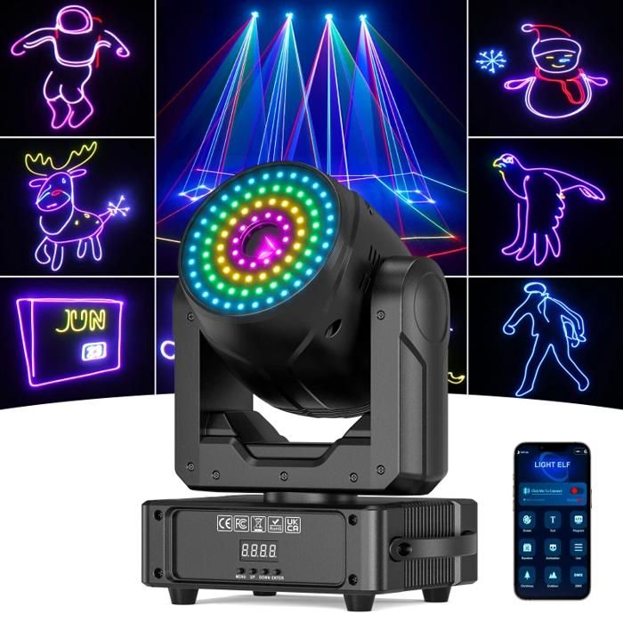 Projecteur LED RGB Wash DMX Tête Rotative Mobile – 7 LEDs 10W Effets Disco Éblouissants
