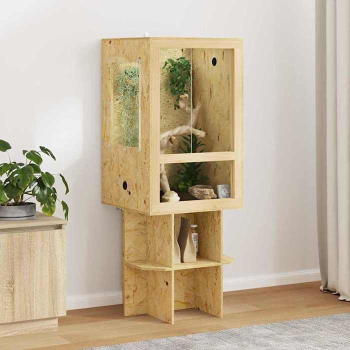 (ON SALE)Boîte à reptiles/Terrarium - pour reptiles et batraciens - Marron 50x50x130 cm OSB @FR8932155