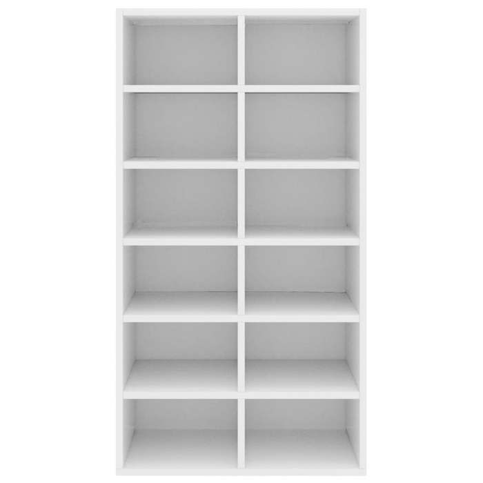 Étagère à chaussures en bois dingénierie - WIENS - Blanc - 54x34x1005 cm - 12 étagères - Robuste et stable