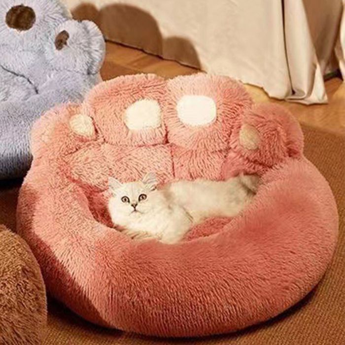 Panier Chien Chat Petite Taille 50cm Rose Coussin Chiens Anti Stress Lavable et Antidérapant Moelleux Lit pour Chien Peluche