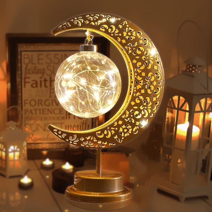 1 Lampe LED Lune Design Sans Fil Lumière Chaude Décoration Ramadan Pour Salon Et Table Iftar
