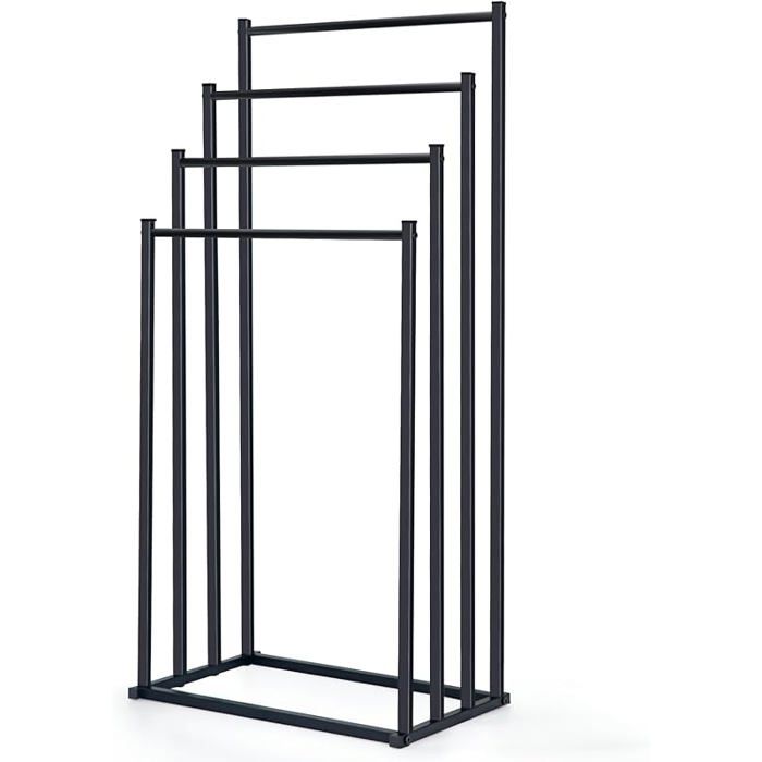 Porte-Serviettes sur Pied 4 Barres Support Serviettes Autoportant en Métal avec Patins en Feutre Antidér DISTRIBUTEUR DE SERVIETTES