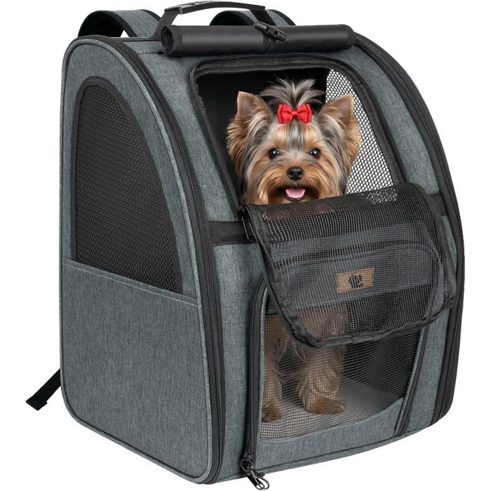 Sac À Dos Transport Chien Chat Sac Respirant 270°Avec 3 Ouvertures Sac Pliable Pour Petit Animal Rideau Intimité Support Val[BI2]