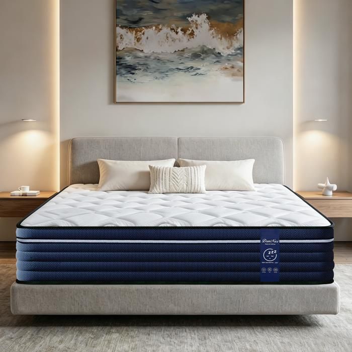 Matelas 140x190 cm Épais 30 cm Sommeil Amélioré Hybride Mousse RH + Mémoire de Forme Haute Respirante 10 Zones Soutien Tonique