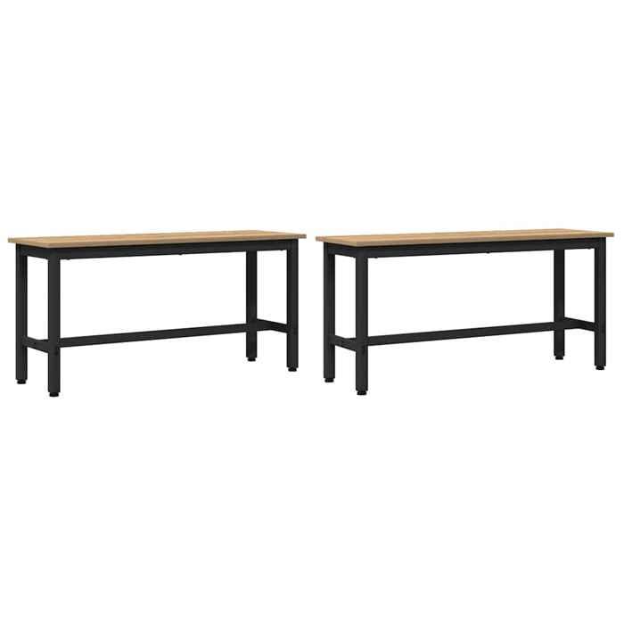 Lot de 2 Bancs dintérieur - vidaXL - banc intérieur - bois dingénierie et acier - chêne artisanal - 100 x 325 x 485 cm{npb56p}