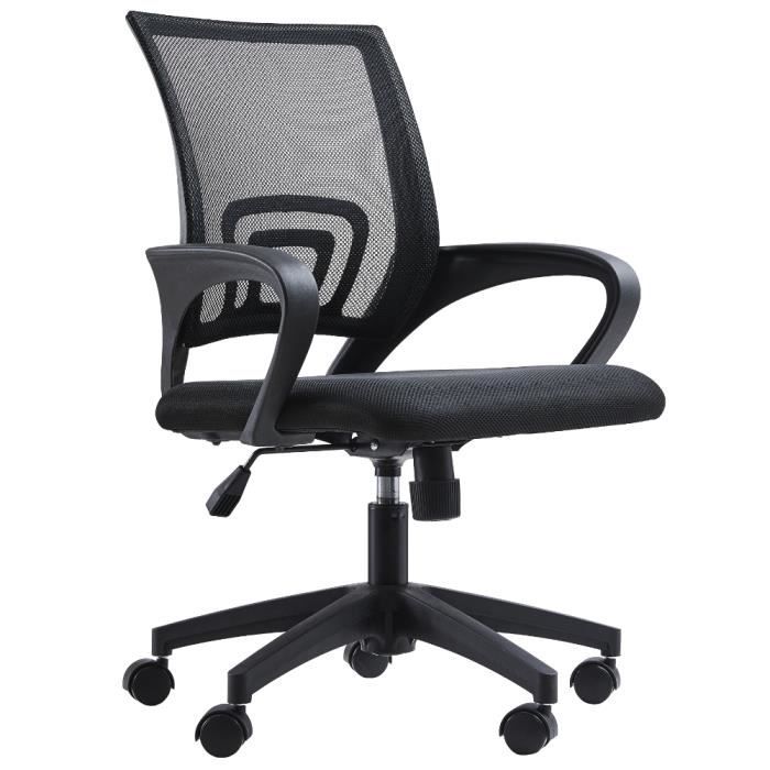 acaza chaise de bureau pivotante, règlable en hauteur, noir