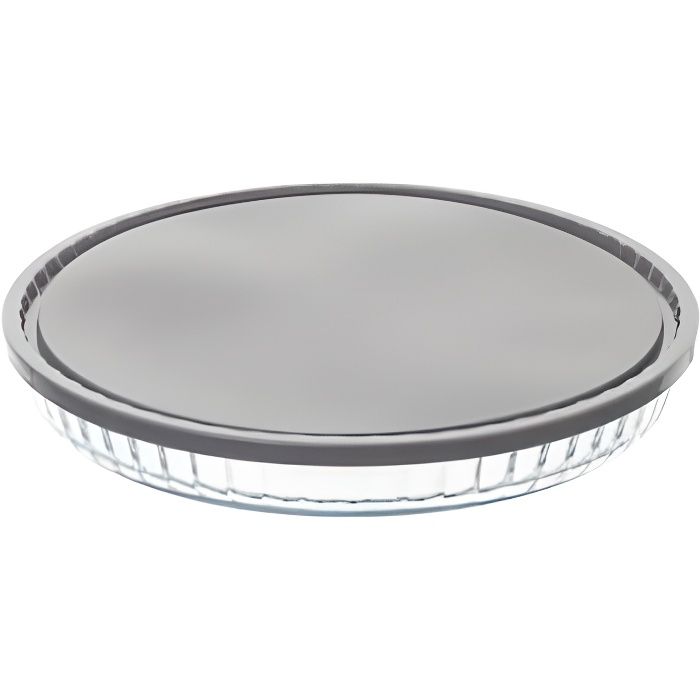 moules & plats - plat rond en verre avec couvercle - d 27 cm 3,90 cm transparent