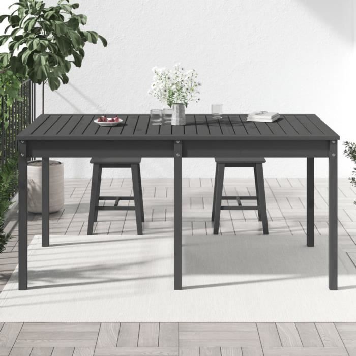 akozon table de jardin gris 159,5x82,5x76 cm bois massif de pin - 7891463538369