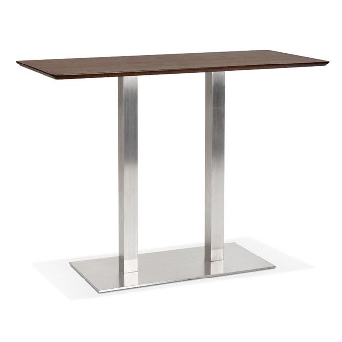 Table Haute Design Mambo Bar En Bois Finition Noyer Avec Pied En Metal Brosse 150x70 Cm Achat Vente Mange Debout Table Haute Design Mambo Bar Cdiscount