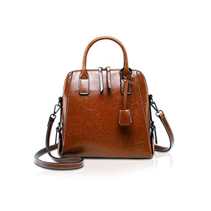 Sac à Main Femme Carré En Cuir Lisse | Bandoulière Amovible | Dimensions 23x16x11 Cm | Poche Intérieure Zippée | Noir élégant
