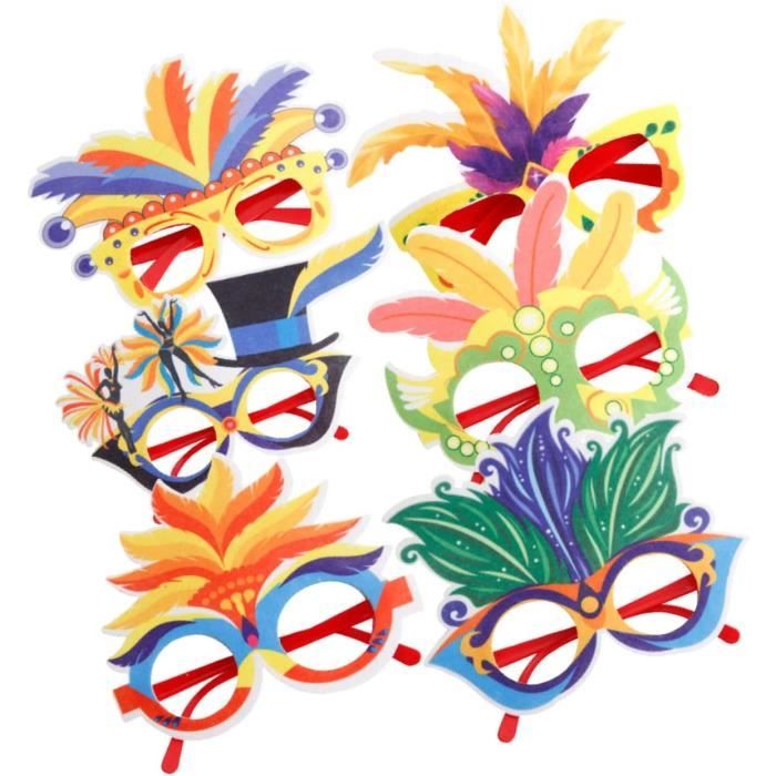6 Pièces Lunettes De Carnaval Tenue Hawaïenne Accessoires De Bal