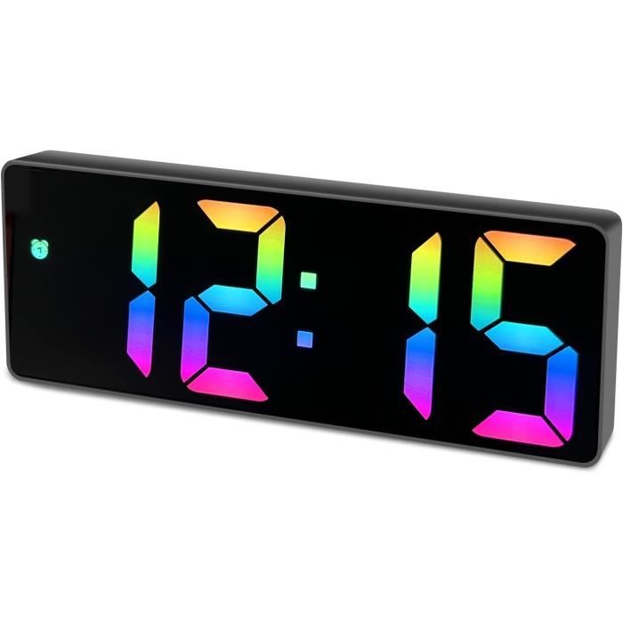 Acheter Réveil numérique avec haut-parleur BT, horloge à affichage LED miroir avec double alarme pour chambre à coucher HIFI