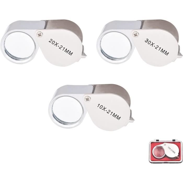 Lot De 10 Loupes De Bijoutier Lumineuses Portables, Grossissement 10X, Avec étui