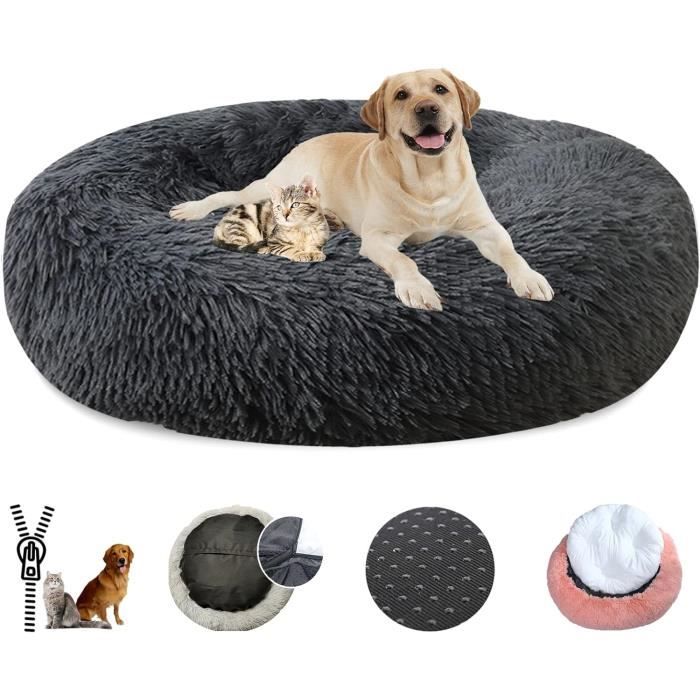 Yuly Moelleux Tapis Chien Coussin XL, XXL Orthopedique Panier Anti Stress, XXXL Rond Coussin Apaisant Panier Pour Moyen Grand Taille Donut, Lavable Peluche Animale Compagnie Lit