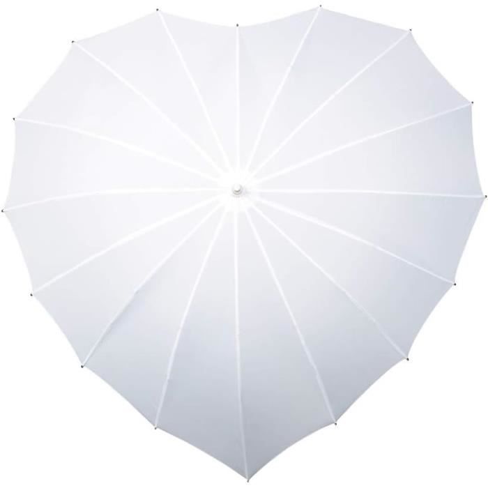 VON LILENFELD Ombrelle Parapluie Cœur Mariée Blanc – Parasol Forme Cœur – Idéal Mariage, Photoshoot, Carnaval – Résistant Vent