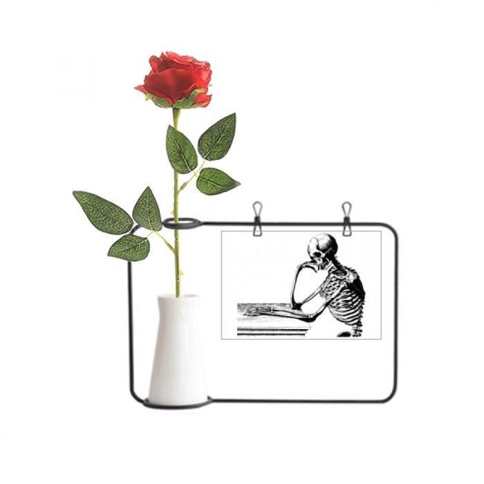 Squelette Croquis Position Assise Bouteille De Decoration De Vases Suspendus De Fleur De Rose Artificielle Achat Vente Fleur Artificielle Cdiscount