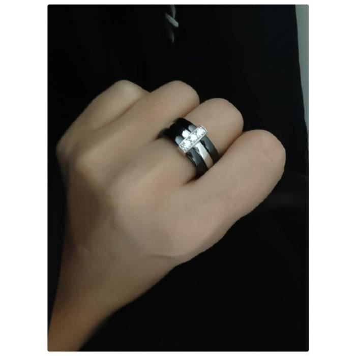 Bague C ramique Barrette Zirconium T.52 Argent 925 1000 C ramique