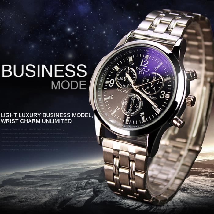 Montre Limit Homme - Cadran Bleu, Boîtier 36mm Acier, Bracelet Cuir PU - Étanche 30m - Modèle 5977
