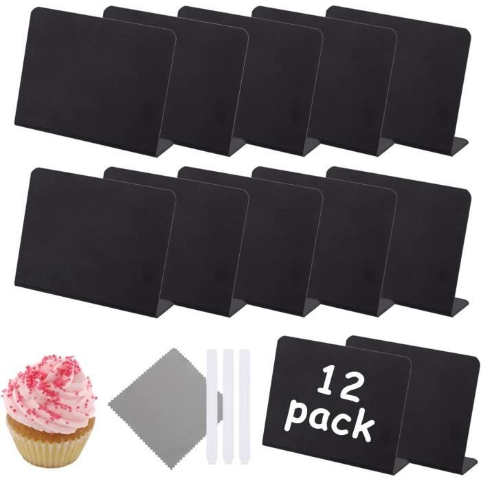 20 Mini Ardoises Noires Effaçables - Avec Craies Et Chiffons, Pour Étagères, Mariages