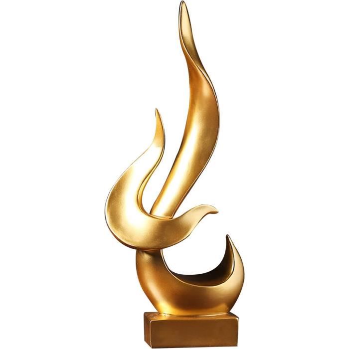Sculpture Flamme Noire En Résine - Déco Moderne Pour Salon, Bureau Ou Chambre | Globe En Verre Amovible