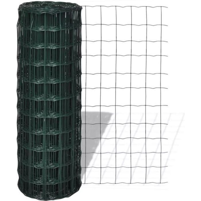 VINTA - Haute qualité-Clôture de jardin - Clôture Euro -CLÔTURE - GRILLAGE Acier 10 x 15 m Vert4631