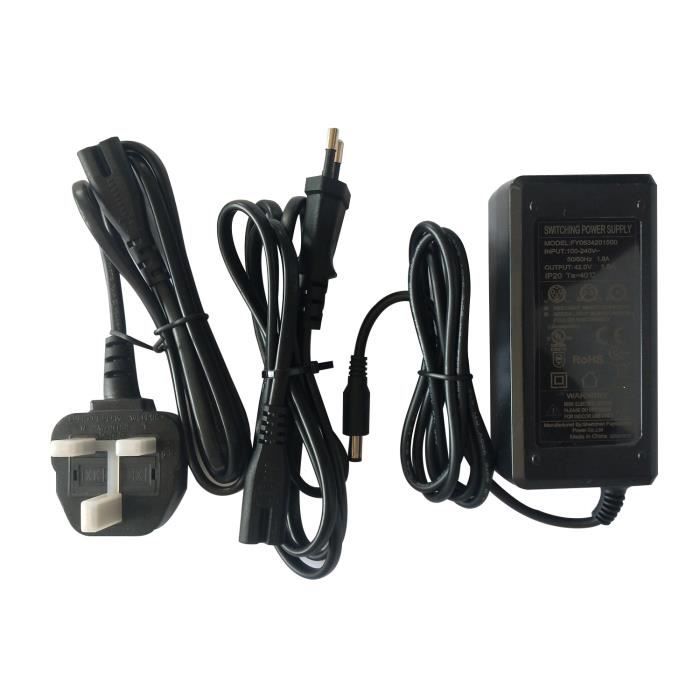 Chargeur pour scooter/trottinette électrique 42v, 1.6A, DC5521 ...