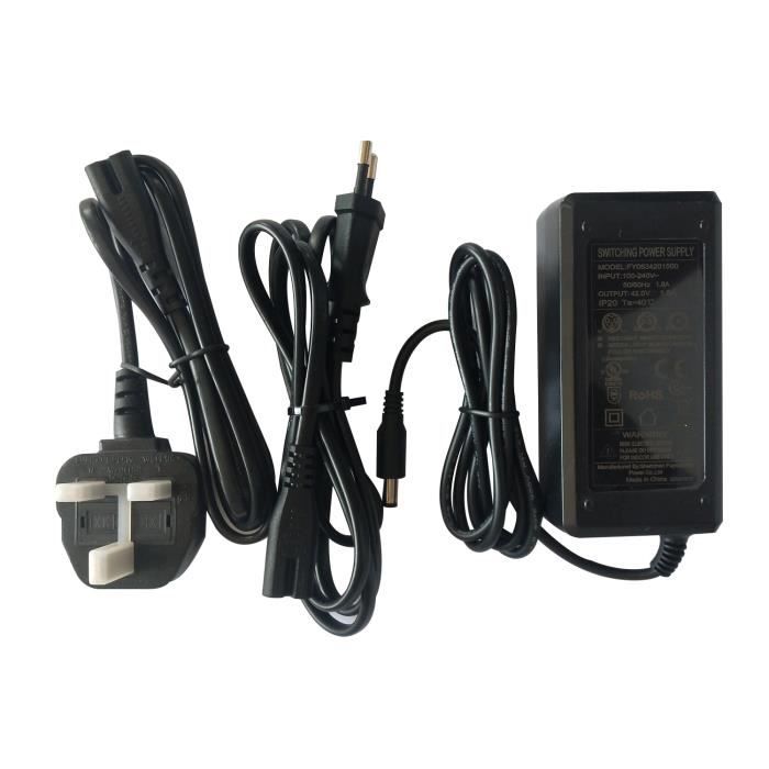 Chargeur pour scooter/trottinette électrique - [MARQUE] - 42V 1.6A DC5521 - Noir